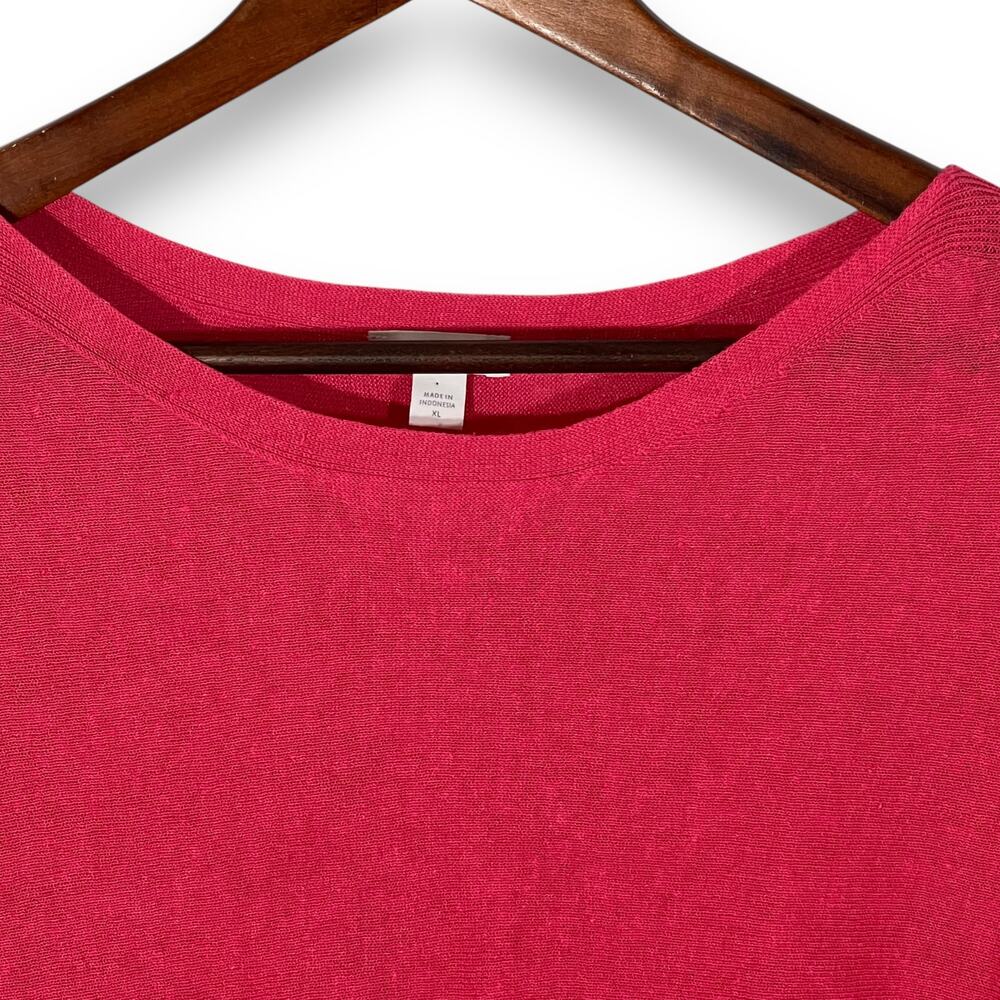 J Jill Pink Linen Tunic Top Slub Knit 3/4 Sleeve Scoop Neck Size XL - Picture 4 of 9